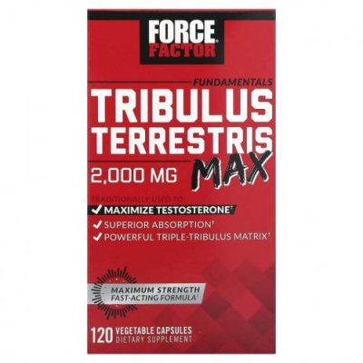 Force Factor, Fundamentals, Tribulus Terrestris Max, 500 мг, 120 растительных капсул Трибулус (якорцы стелющиеся) / Аптека | V4.Market