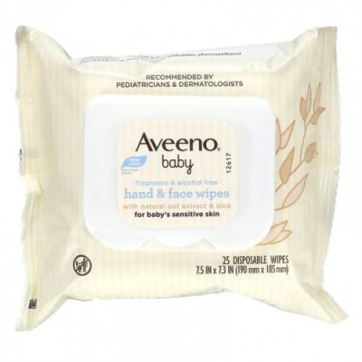 Aveeno, Салфетки для рук и лица для малышей, 25 одноразовых салфеток Влажные салфетки для малышей / Аптека | V4.Market