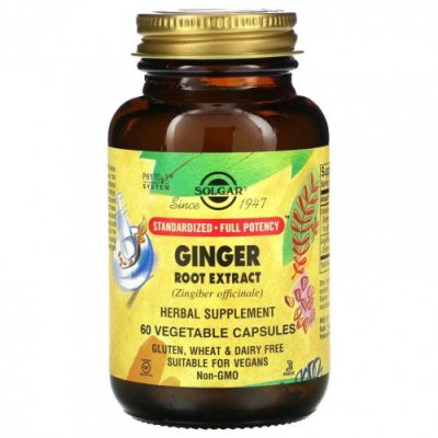 Solgar, Ginger Root Extract, 60 Vegetable Capsules Корень имбиря / Аптека | V4.Market