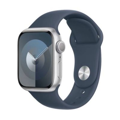 Apple Watch Series 9 41mm (GPS) Silver Aluminum Case with Storm Blue Sport Band (S/M) (MR903) Apple Watch Series 9 / Электроника | V4.Market