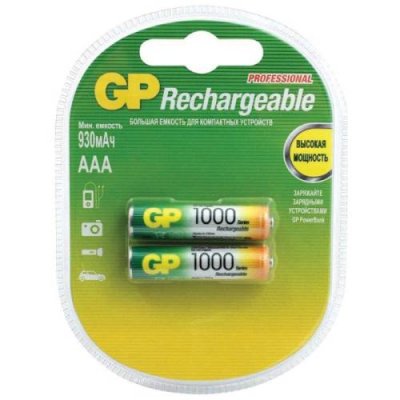 Аккумуляторные батарейки GP Rechargeable 1000mAh 2V AAA/HR03 2 шт. Аккумуляторные батарейки / Электроника | V4.Market