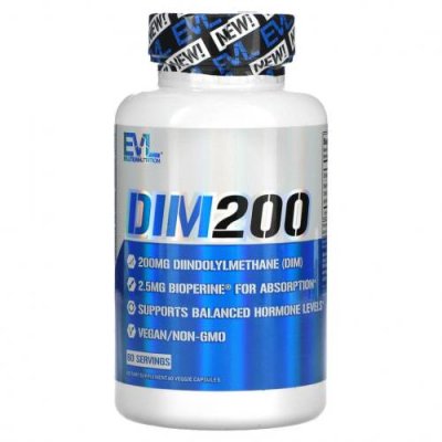 EVLution Nutrition, DIM 200, 200 mg, 60 Veggie Capsules Дииндолилметан (DIM) / Аптека | V4.Market