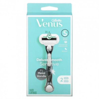 Gillette, Venus, бритва и картриджи Deluxe Smooth Sensitive`` 1 бритва 2 картриджа Бритвы / Аптека | V4.Market