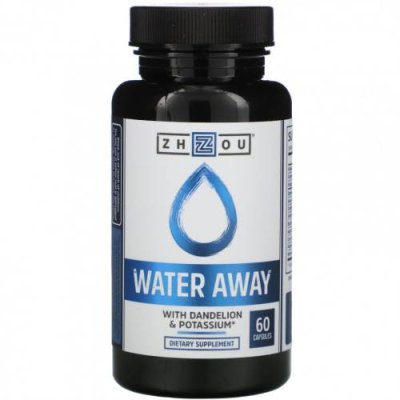 Zhou Nutrition, Water Away с одуванчиком и калием, 60 капсул Мочегонные таблетки / Аптека | V4.Market