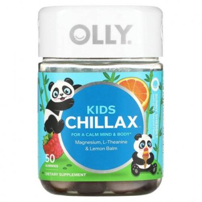 OLLY, Kids Chillax, солнечный щербет, 50 жевательных таблеток Формулы для спокойствия / Аптека | V4.Market