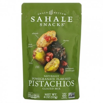 Sahale Snacks, Snack Better, фисташки с натуральным вкусом граната, глазированная смесь, 4 унции (113 г) Фисташки / Аптека | V4.Market