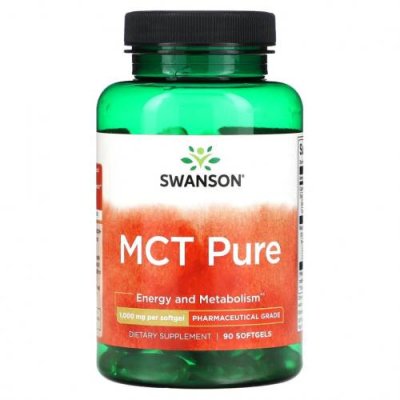 Swanson, MCT Pure, 1000 мг, 90 мягких таблеток Масло со среднецепочечными триглицеридами / Аптека | V4.Market