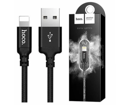 Кабель Hoco (X14) Times speed (USB) на (Lightning) 100см 2,0А тканевая оплётка (черный) Кабели / Электроника | V4.Market