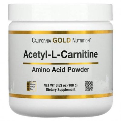 California Gold Nutrition, Ацетил-L-карнитин, порошок аминокислоты, 100 г (3,53 унции) Ацетил L-карнитин / Аптека | V4.Market