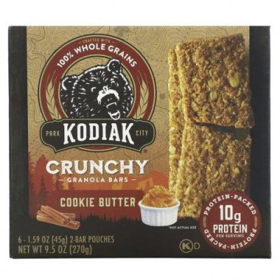 Kodiak Cakes, Хрустящие батончики из мюсли, масло для печенья, 6 пакетиков по 45 г (1,59 унции) Батончики с гранолой / Аптека | V4.Market