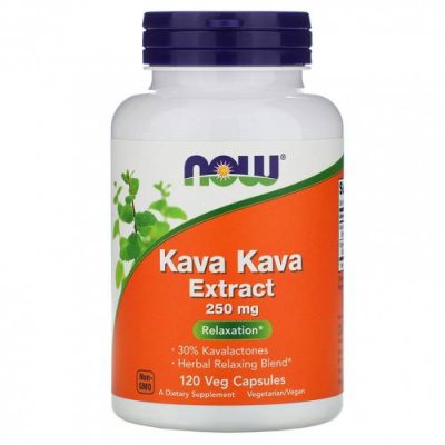 NOW Foods, Kava Kava Extract, 250 мг, 120 растительных капсул Кава-кава (перец опьяняющий) / Аптека | V4.Market