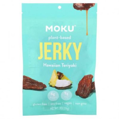 Moku, Растительное вяленое мясо, гавайские терияки, 56 г (2 унции) Вяленое мясо и мясные закуски / Аптека | V4.Market